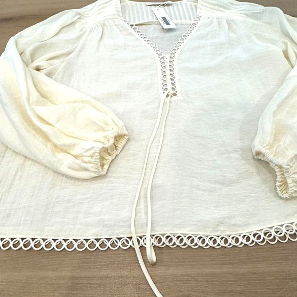 NWT* Jonathan Simkhai Rhodes Summer Lace Up Blouse - Women's Large - Picture 8 of 12